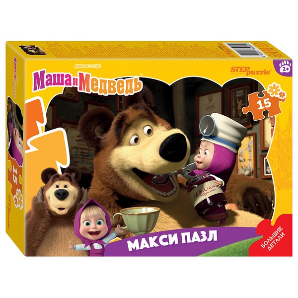 Контурный МАКСИ пазл 15 эл. "Маша и Медведь" (Анимаккорд)