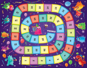 Игра настольная ходилка "Веселые ходилки 4 в 1" (ходилка-раскраска)