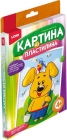 Картина из пластилина "Щенок-рыболов"