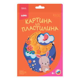 Картина из пластилина "Зайка на луне"