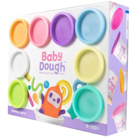 Тесто для лепки BabyDough, набор 8 цветов, пастельные