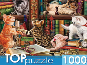 Пазл "Котята в библиотеке" TOPpuzzle 1000 элементов