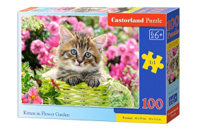 Puzzle-100 "Котенок в саду"