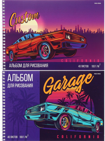 Альбом для рисования А4 40л. Автомобиль в Калифорнии, гребень, 29,3*19,7*0,8 см