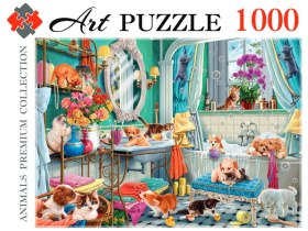 Artpuzzle. ПАЗЛЫ 1000 элементов. КОТЯТА И ЩЕНКИ В ВАННОЙ