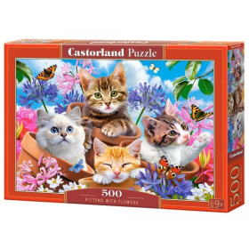 Puzzle-500 "Котята в цветах"