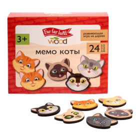 Игра настольная МЕМО "Коты" Far far land wood  (24 фишки в коробке)