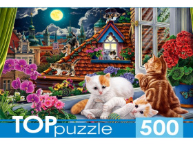 TOPpuzzle. Пазл 500 элементов. Котята на крыше