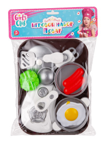 Набор "Повар" "Girl's club", в комплекте посуда, продукты, плитка, поднос