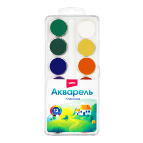 Акварель Классика 12 цветов, б/к в пластиковой упаковке с крышкой