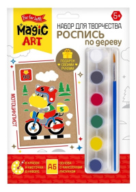Роспись по дереву "Мотоциклист" (досочка А5, малый конверт)