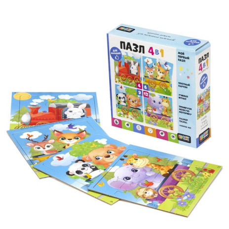 Baby Games. Пазл 4в1 (4-6-9-12). Паровоз.