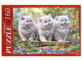 Пазл 160 элементов. Котята в корзинке