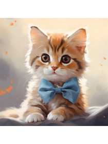Холст с красками по номерам "Малыши" Котенок с бантом. 30*30 см (20 цв.)