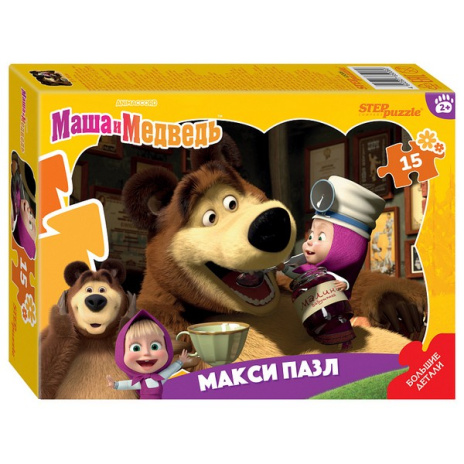 Контурный МАКСИ пазл 15 эл. "Маша и Медведь" (Анимаккорд)