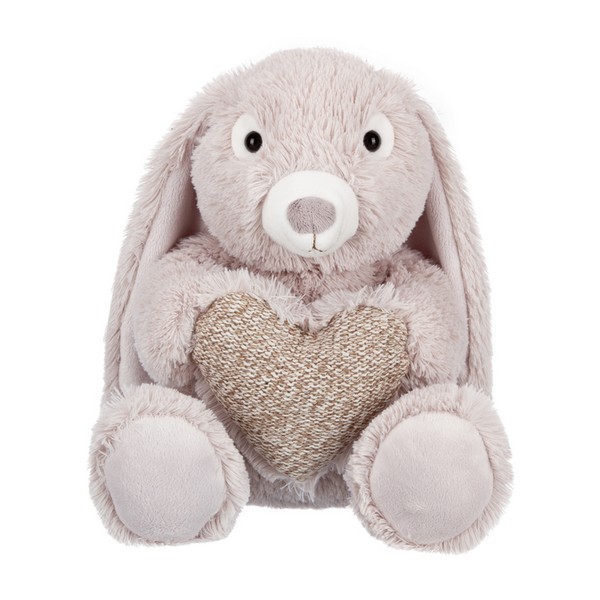 Заяц бежевый с сердцем, 15 см