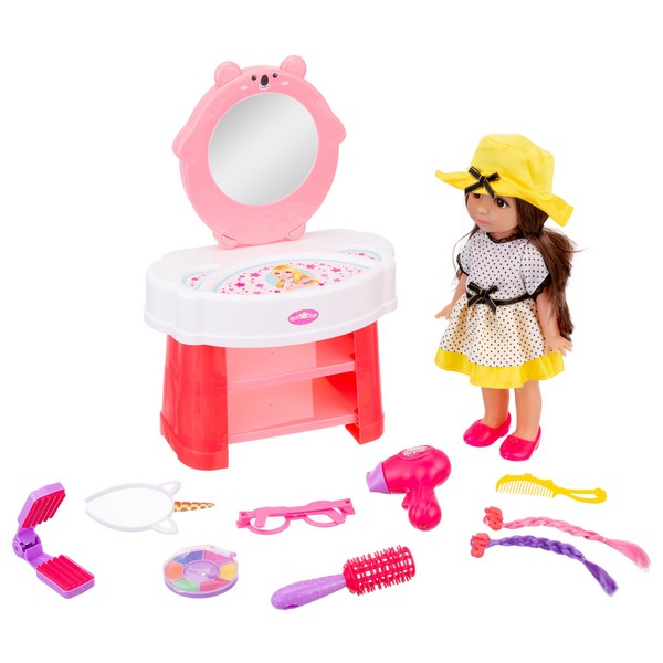 Набор "Модница" Girl`s Club" в комплекте: кукла 30 см, трюмо со звуком и светом, блестящая упаковка