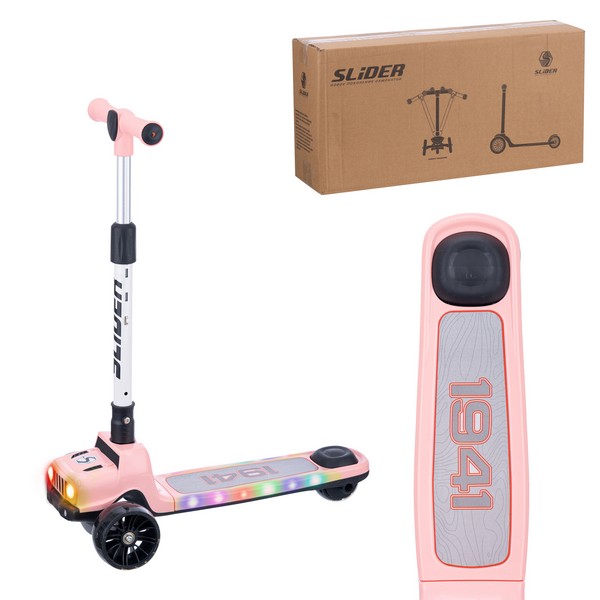 Самокат трехколесный Slider, колеса светящиеся, руль складной