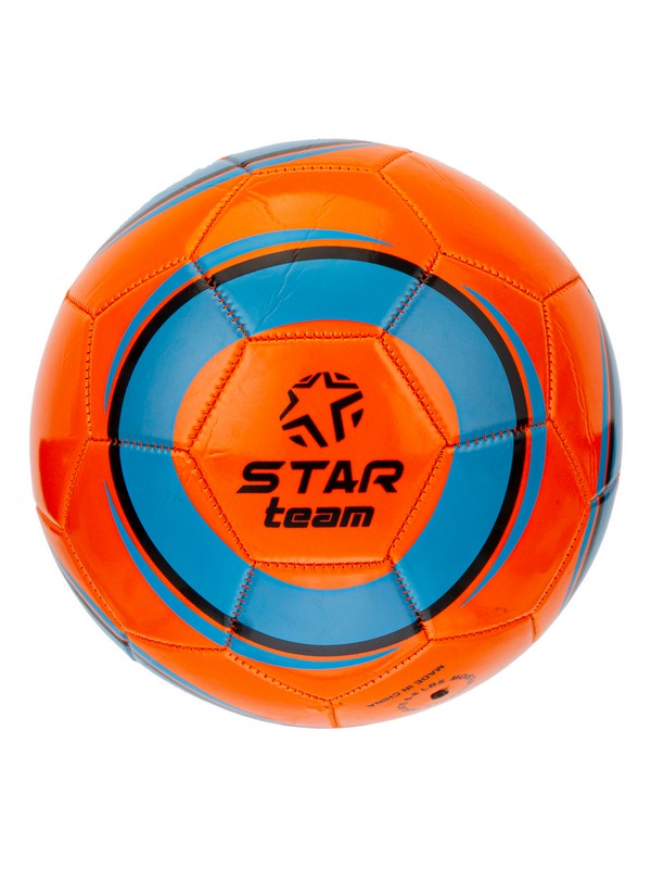 Мяч футбольный "STAR Team" PVC, 5 цв. в ассорт. (оранж. красн. зелен. желт. бел.), диаметр 22 см.. в/п 25*13*3 см