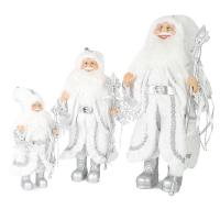 Дед Мороз Maxitoys в Длинной Серебряной Шубке со Снежинкой и Посохом, 45 см