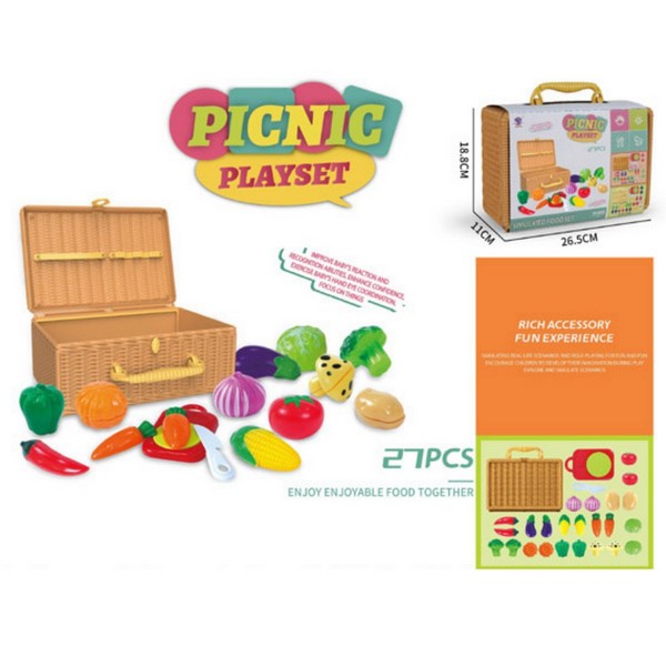 Набор "Продукты" для резки на липучках, 27 предметов, в чемоданчике 26,5*11*18,8 см