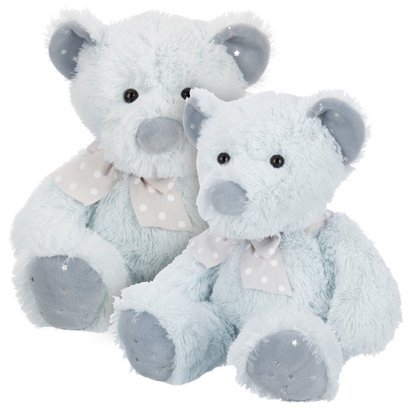 Мишка светло-мятный с бантиком, 24 см