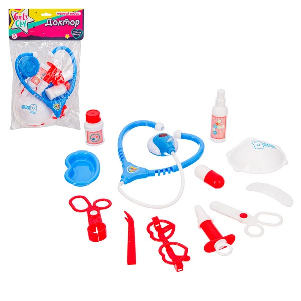 Набор Girl's club "Доктор", 12 деталей, стетоскоп (свет, звук) Набор Girl's club "Доктор", 12 деталей, стетоскоп (свет, звук)