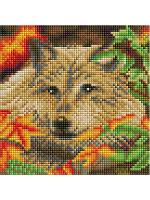 Алмазная мозаика "Волк с осенней листве"