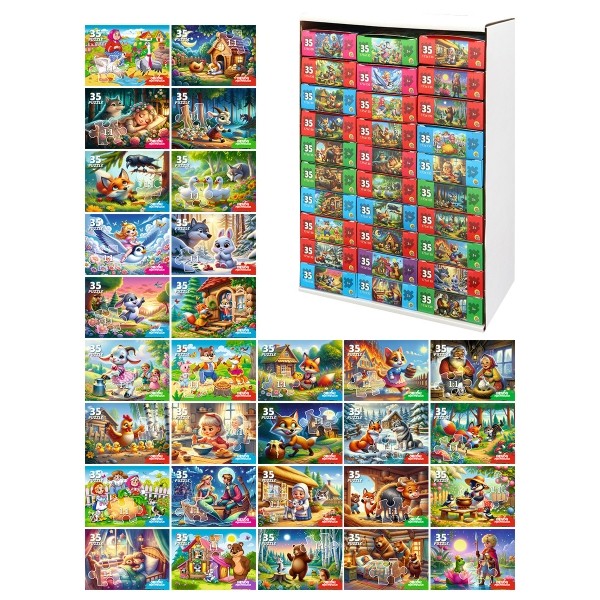 Микс Пазлы 35 элементов Серии "Оживи мультфильм" СКАЗКИ №3 (30 шт в шоубоксе)