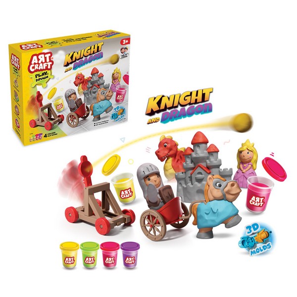 Игрушка AЯT CRAFT Набор для лепки Рыцари и драконы, тесто 4х56г, Игрушка AЯT CRAFT Набор для лепки Рыцари и драконы, тесто 4х56г,