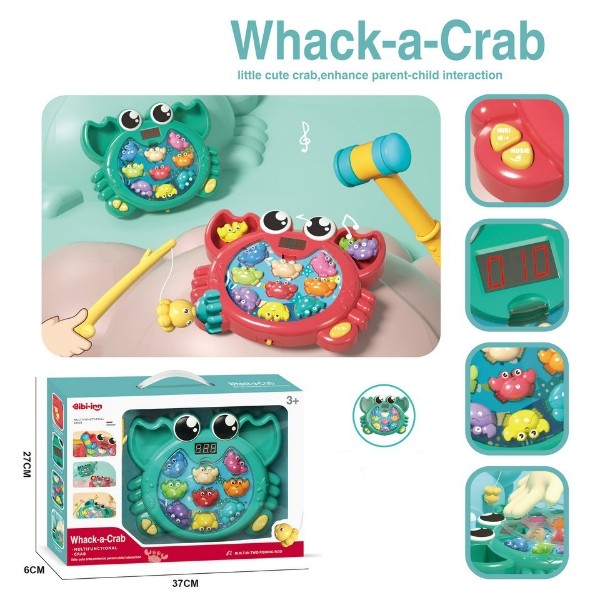 Набор развивающий "Крабик", рыбалка, игра с молоточком, звуковые эффекты, 2 цвета в ассортименте Набор развивающий "Крабик", рыбалка, игра с молоточком, звуковые эффекты, 2 цвета в ассортименте