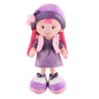 Мягкая игрушка Maxitoys,  Кукла Малышка Аня в Фиолетовом Платье и Шляпке, 35 см