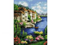 Мозаичная картина "Городок на берегу"