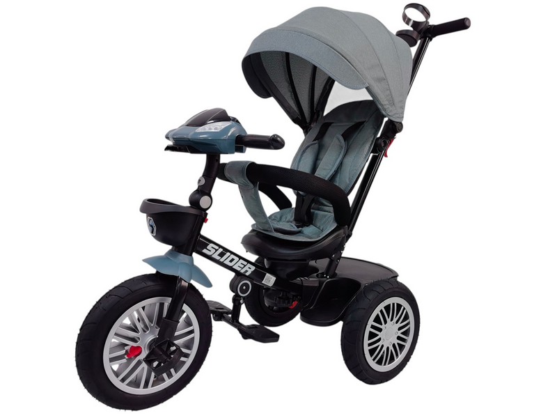 Велосипед трехколесный SLIDER, колёса EVA 12 и 10", фара, корзинка, сумочка