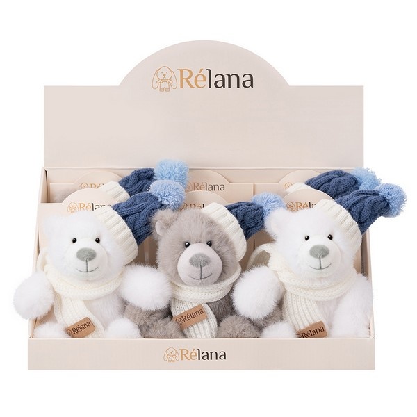 Игрушка мягконабивная ТМ "Relana" Пушистый Мишка в шапке и шарфике, 16 см, 2 вида в ассортименте, в дисплее, кратность продаж 6 шт, в/к 16*11*9 см Игрушка мягконабивная ТМ "Relana" Пушистый Мишка в шапке и шарфике, 16 см, 2 вида в ассортименте, в дисплее, кратность продаж 6 шт, в/к 16*11*9 см