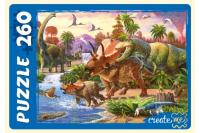 Пазлы 260 элементов "Динозавры у водоема"