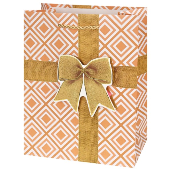 Dream cards Пакет подарочный с мат. лам. и 3D элем.(12 шт в наборе) 18*23*10 см (М) Серебристый бант