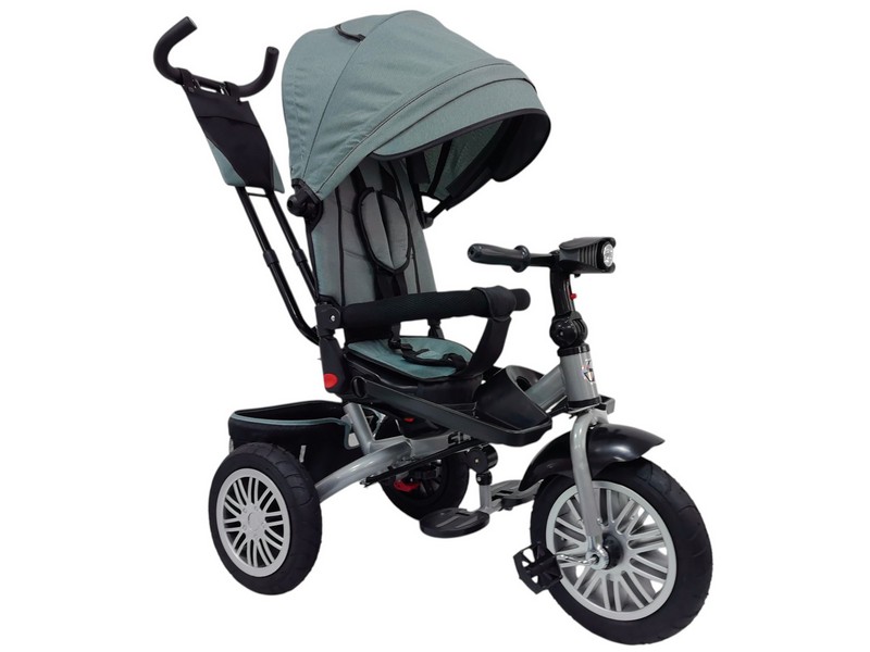 Велосипед трехколесный SLIDER, надувные колёса 12 и 10", фара, корзинка, сумочка