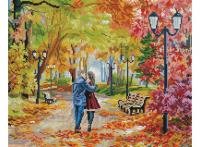 Мозаичная картина "Осенний парк, скамейка,двое"