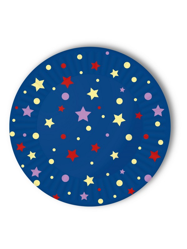 Тарелки бумажные Звёздочки и конфетти (23 см, 6 шт)