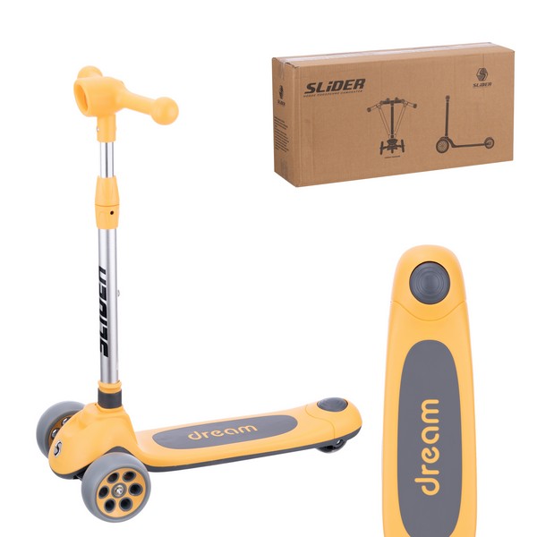 Самокат трехколесный Slider, светящиеся колёса и платформа, руль складной с фонариком