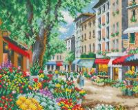 Мозаичная картина на подрамнике "Цветочная улица"