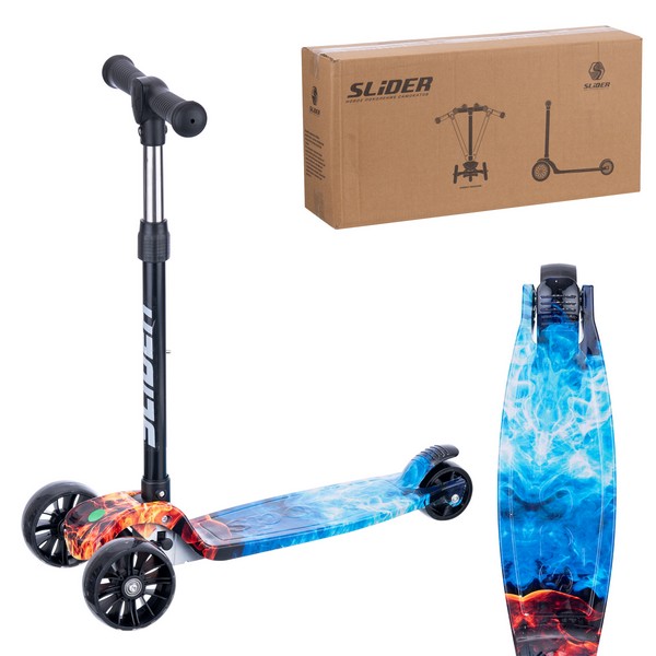 Самокат трехколесный Slider, колеса светящиеся