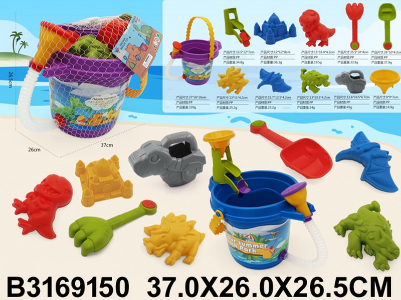 Набор "Песочный" 11 предметов: ведёрко, лейка, формочки, совок, грабли Набор "Песочный" 11 предметов: ведёрко, лейка, формочки, совок, грабли
