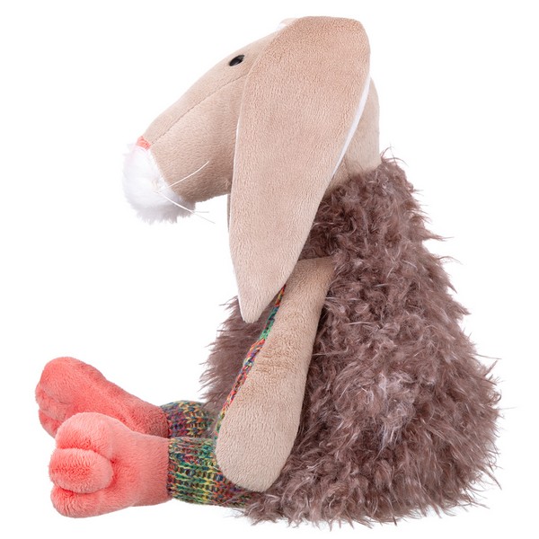 Мягкая Игрушка RELANA, Зайка в меховом костюме с вязанными деталями, 27 см