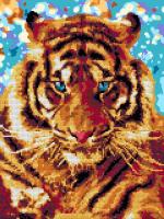 Алмазная мозаика 30*40 см (частичное заполнение) "Игривый тигр"