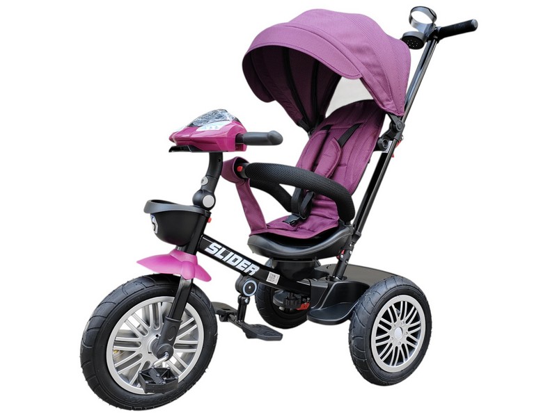 Велосипед трехколесный SLIDER, колёса EVA 12 и 10", фара, корзинка, сумочка