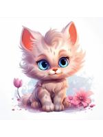 Холст с красками по номерам "Малыши-животные" Голубоглазый котик. 30*30 см (20 цв.)