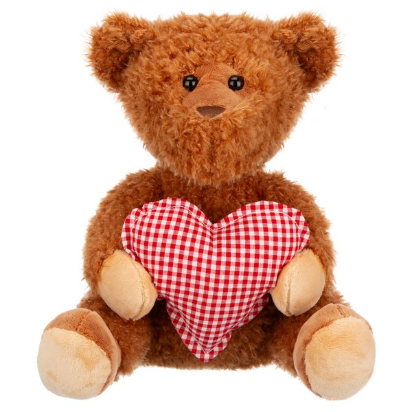 Мишка коричневый с сердцем, 24 см