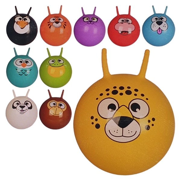 Мяч гимнастический с рожками, 55см, "Мордашки животных" микс цвета